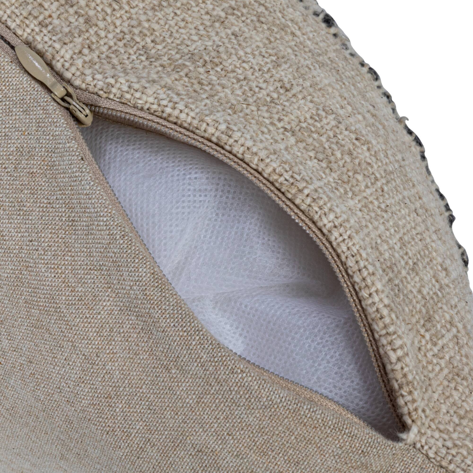 Hello Honey® Hand-Embroidered Stripes Cotton & Linen Blend Pillow with Tassels